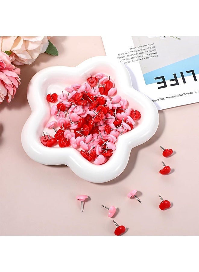 DURKU 100pcs Push Pins, 0.49 inch Plastic Pushpins Pink & Red Push Pins Heart Shaped Cute Thumb Tacks Decorative for Notice Board Cork Board Home School Office - Image 5